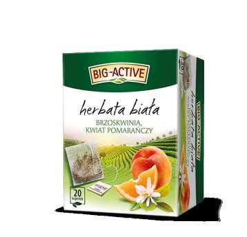 Herbata ekspresowa biała BIG ACTIVE (brzoskwinia, kwiat pomarańczy) torebka z zawieszką 20 szt.