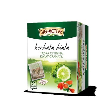 Herbata ekspresowa biała BIG ACTIVE (tajska cytryna, kwiat granatu) torebka z zawieszką 20 szt.