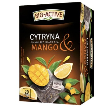 Herbata ekspresowa czarna BIG ACTIVE Cytryna i mango (cytryna, mango) torebka koperta 20 szt.
