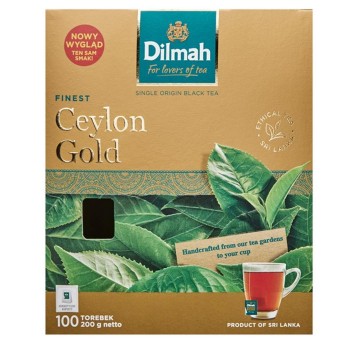 Herbata ekspresowa czarna DILMAH Ceylon Gold torebka z zawieszką 100 szt.