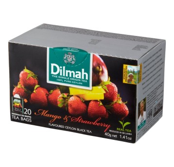 Herbata ekspresowa czarna DILMAH (mango, truskawka) torebka z zawieszką 20 szt.