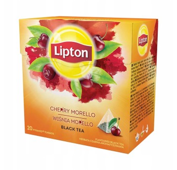 Herbata ekspresowa czarna LIPTON Cherry Morello (wiśnia, morela) torebka piramidka 20 szt.