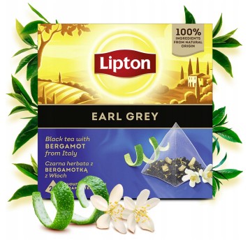 Herbata ekspresowa czarna LIPTON Earl Grey (bergamotka) torebka piramidka 20 szt.