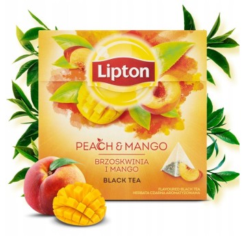 Herbata ekspresowa czarna LIPTON Peach Mango (brzoskwinia, mango) torebka piramidka 20 szt.