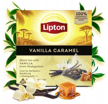 Herbata ekspresowa czarna LIPTON Vanilla Carmel (wanilia, karmel) torebka piramidka 20 szt.