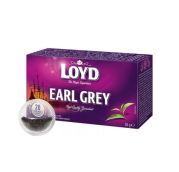 Herbata ekspresowa czarna LOYD TEA Earl Grey (bergamotka) torebka z zawieszką 100g 20 szt.