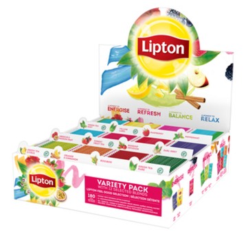 Herbata ekspresowa mix LIPTON Zestaw Variety (czarna, zielona, ziołowo-owocowa) torebka koperta ( mix 12 x 15 ) 180 szt.