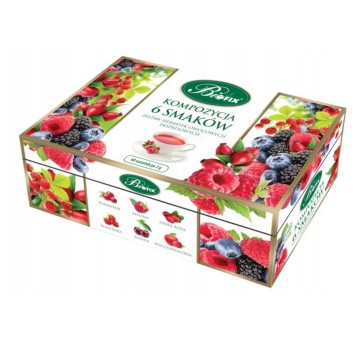 Herbata ekspresowa owocowa BIFIX Kompozycja 6 smaków (owocowa) torebka koperta ( mix 6 x 10 ) 60 szt.