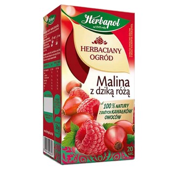 Herbata ekspresowa owocowa HERBAPOL HERBACIANY OGRÓD Malina z dziką różą (malina, dzika róża) torebka bez zawieszki 20 szt.