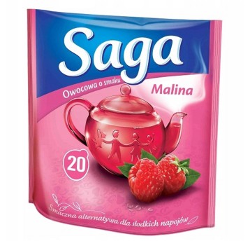 Herbata ekspresowa owocowa SAGA (malina) torebka bez zawieszki 20 szt.