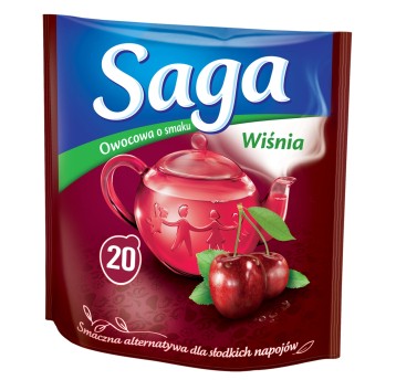 Herbata ekspresowa owocowa SAGA (wiśnia) torebka bez zawieszki 20 szt.