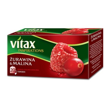 Herbata ekspresowa owocowa VITAX INSPIRACJE Malina & Żurawina (malina, żurawina) torebka z zawieszką 20 szt.