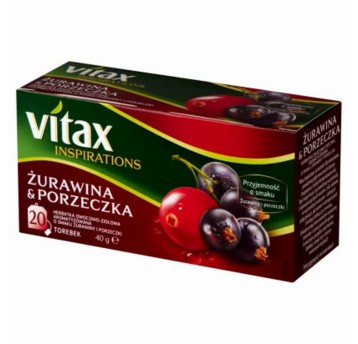 Herbata ekspresowa owocowa VITAX INSPIRACJE Żurawina & Porzeczka (żurawina, porzeczka) torebka z zawieszką 20 szt.