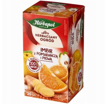 Herbata ekspresowa owocowo-ziołowa HERBAPOL HERBACIANY OGRÓD Imbir z pomarańczą i pigwą torebka bez zawieszki 20 szt.