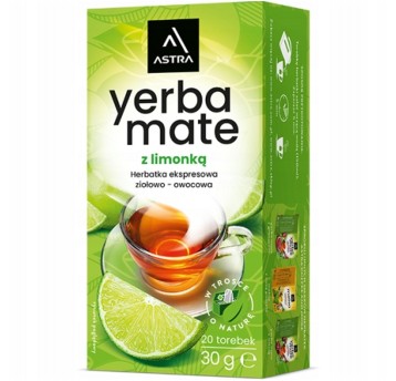 Herbata ekspresowa yerba ASTRA Yerba Mete z limonką (limonka) torebka z zawieszką 20 szt.
