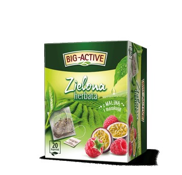 Herbata ekspresowa zielona BIG ACTIVE (malina, marakuja) torebka koperta 20 szt.