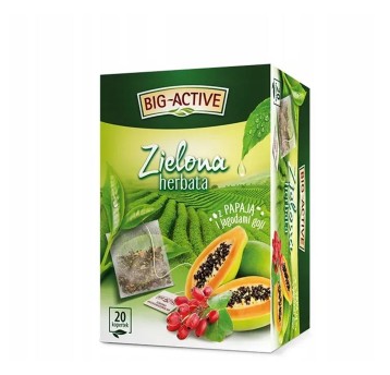 Herbata ekspresowa zielona BIG ACTIVE (papaja, jagody goi) torebka z zawieszką 20 szt.