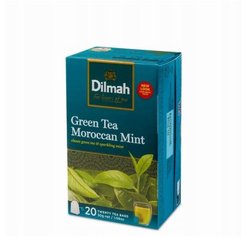 Herbata ekspresowa zielona DILMAH Moroccan Mint (mięta) torebka z zawieszką 20 szt.
