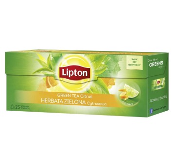 Herbata ekspresowa zielona LIPTON Green Tea Citrus (owoce cytrusowe) torebka z zawieszką 25 szt.