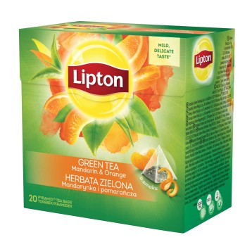 Herbata ekspresowa zielona LIPTON Green Tea Mandarin & Orange (mandarynka, pomarańcza) torebka piramidka 20 szt.