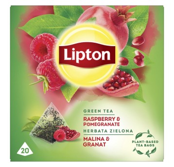 Herbata ekspresowa zielona LIPTON (malina, granat) torebka piramidka 20 szt.