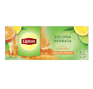Herbata ekspresowa zielona LIPTON z nutą cytrusów (owoce cytrusowe) torebka z zawieszką 20 szt.