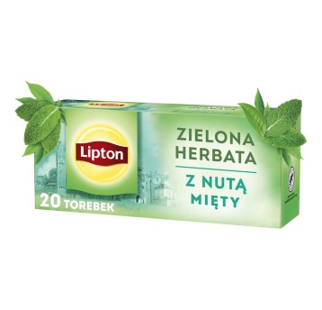 Herbata ekspresowa zielona LIPTON z nutą mięty (mięta) torebka z zawieszką 20 szt.
