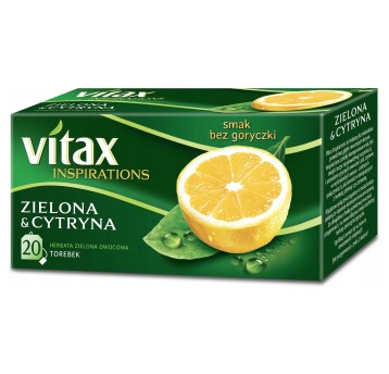 Herbata ekspresowa zielona VITAX INSPIRACJE Zielona & Cytryna (cytryna) torebka z zawieszką 20 szt.