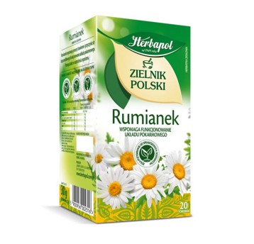 Herbata ekspresowa ziołowa HERBAPOL ZIELNIK POLSKI Rumianek (rumianek) torebka bez zawieszki 20 szt.