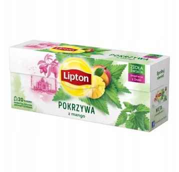 Herbata ekspresowa ziołowa LIPTON Pokrzywa z mango (pokrzywa, mango) torebka z zawieszką 20 szt.