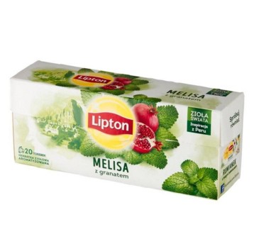 Herbata ekspresowa ziołowa LIPTON ZIOŁA ŚWIATA Melisa z granatem (melisa, granat) torebka z zawieszką 20 szt.