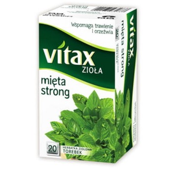 Herbata ekspresowa ziołowa VITAX Mięta Strong (mięta) torebka bez zawieszki 20 szt.