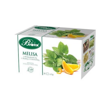 Herbata ekspresowa ziołowo-owocowa BIFIX Melisa z pomarańczą i trawą cytrynową (melisa, pomarańcza, trawa cytrynowa) torebka bez zawieszki 20 szt.
