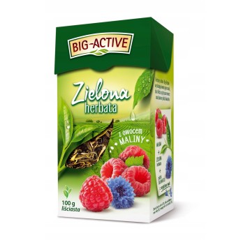 Herbata liściasta zielona BIG ACTIVE (malina) sypana 100g 1 opak.