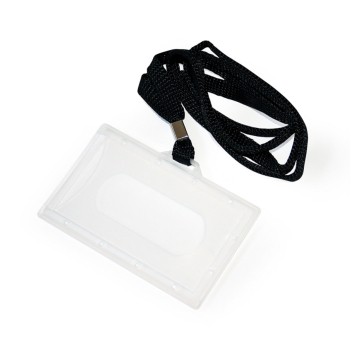 Identyfikator do kart ARGO 56 x 90mm z taśmą poziomy kol. przezroczysty uchwyt czarny [601032]