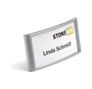 Identyfikator imienny DURABLE 34 x 74mm na magnes poziomy kol. przezroczysty z aluminiową ramką wypukły 10 szt. [854223]