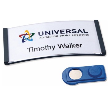 Identyfikator magnetyczny BADGEPOINT Polar 30 Classic 30 x 70mm z magnesem poziomy kol. przezroczysty z antracytową ramką 5 szt. [POL30MA02-5DR]