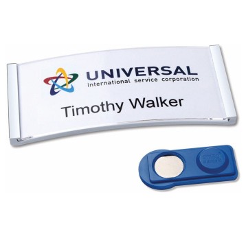 Identyfikator magnetyczny BADGEPOINT Polar 30 Classic 30 x 70mm z magnesem poziomy kol. przezroczysty ze stalową ramką 5 szt. [POL30MA66-5DR]