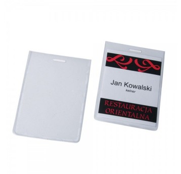 Identyfikator OPUS O.Badge Holder 75 x 105mm pionowy kol. przezroczysty wielorazowy ze szczeliną na klips 100 szt. [401024]