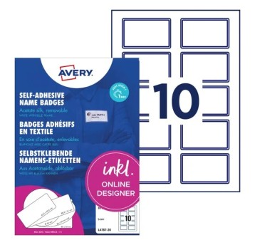 Identyfikatory imienne usuwalne sztuczny jedwab AVERY ZWECKFORM 80 x 50mm kol. biały 200 szt. niebieska ramka [L4787-20]