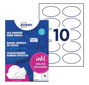 Identyfikatory imienne usuwalne sztuczny jedwab AVERY ZWECKFORM 85 x 50mm kol. biały 200 szt. [L4882-20]