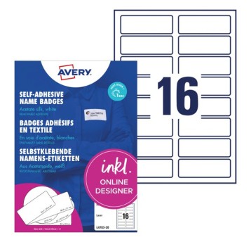 Identyfikatory imienne usuwalne sztuczny jedwab AVERY ZWECKFORM 88,9 x 31mm kol. biały 320 szt. [L4783-20]