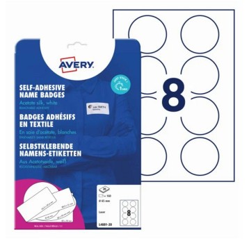 Identyfikatory imienne usuwalne sztuczny jedwab AVERY ZWECKFORM Ø65mm kol. biały 160 szt. [L4881-20]