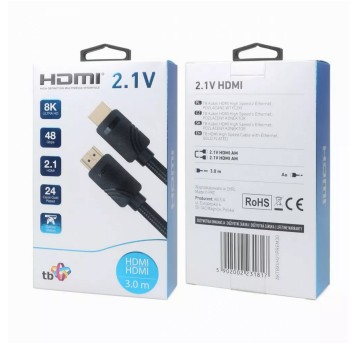 Kabel połączeniowy HDMI(M) / HDMI(M) 3m TB kol. czarny v2.1 8K [AKTBXVH21PREM30]