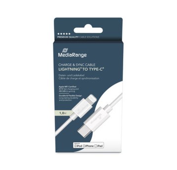 Kabel połączeniowy Lightning(M) / USB-C(M) 1m MEDIARANGE kol. biały Apple Lightning [MRCS215]