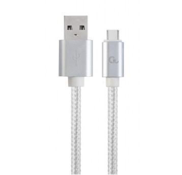 Kabel połączeniowy USB-A(M) / USB-C(M) 1,8m GEMBIRD kol. srebrny v2.0 oplot nylonowy [CCB-MUSB2B-AMCM-6-S]
