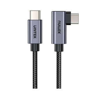 Kabel połączeniowy USB-A(M) / USB-C(M) 3m UNITEK kol. szary kątowy 90° [C14123BK-3M]