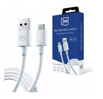 Kabel połączeniowy USB-A / USB-C 1,2m 3MK kol. biały [69521]