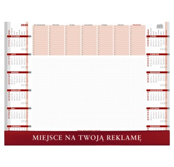 Kalendarz 2026 biuwar 550 x 410mm z listwą WOKÓŁ NAS [KB051B]