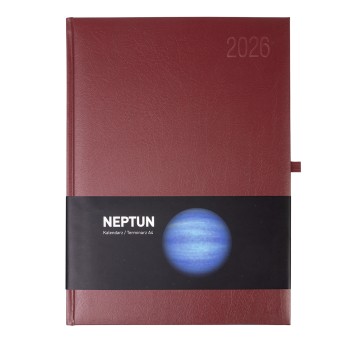 Kalendarz 2026 książkowy A4 dzienny registry drukowane OPUS Neptun kol. bordowy [O.Diary Neptun]